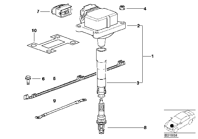 2000 BMW Z3  Ignition Coil Diagram for 12131703228