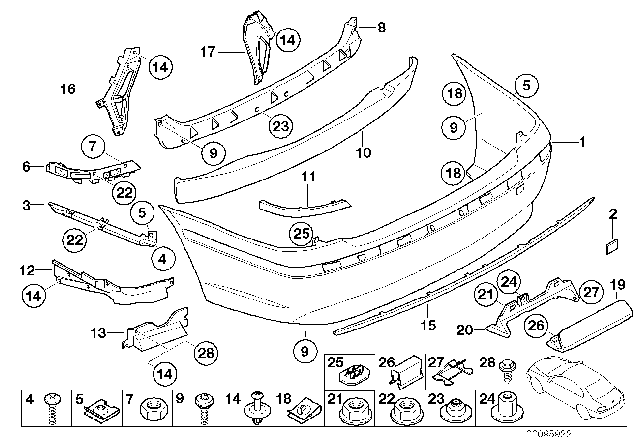 2005 BMW 760Li  Shock Absorber, Rear Diagram for 51127015004