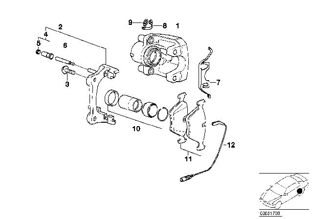 2006 BMW 330Ci Brake Caliper Left Diagram for 34216765883