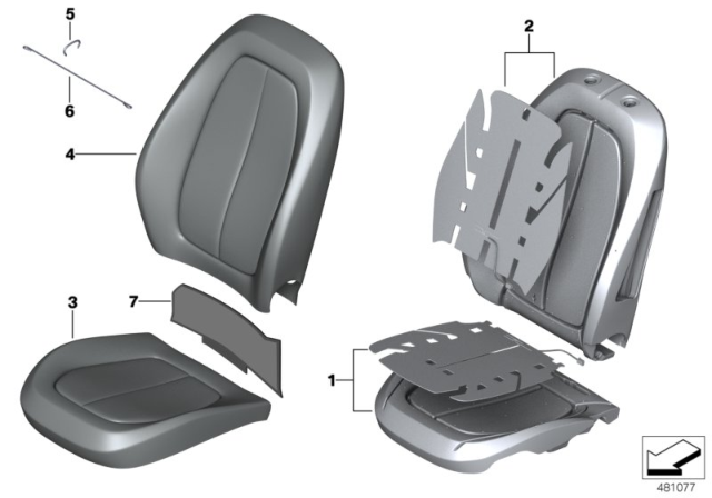 2019 BMW X2 FOAM PAD BASIC BACKREST LEFT Diagram for 52107945927