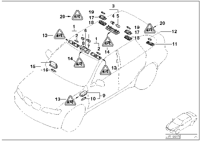 2002 BMW X5 Universal Socket Housing Uncoded Diagram for 61136954526