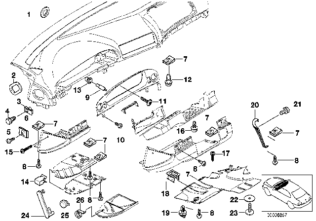2002 BMW M5 Insert Diagram for 51458161557