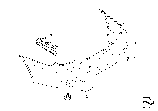 2008 BMW 528xi Locator, Pdc Sensor, Rear Diagram for 51127178177