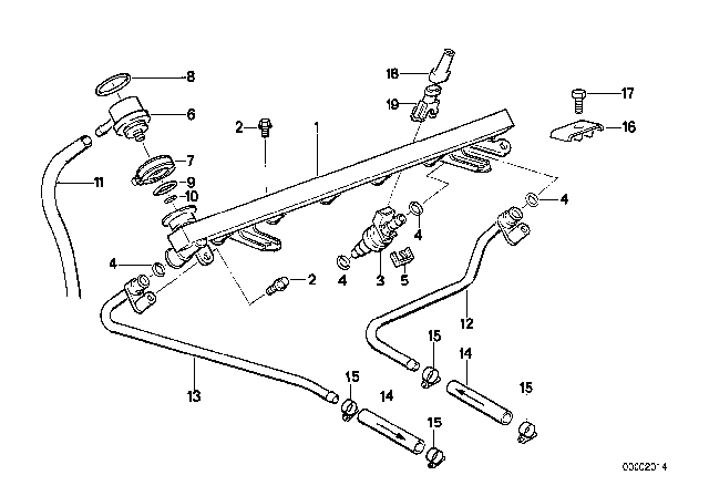 1993 BMW M5  Fuel Injector Diagram for 13641310641