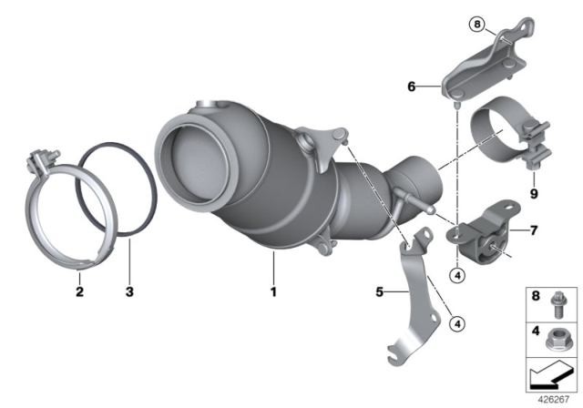2018 BMW X5  HOLDER CATALYTIC CONVERTER N Diagram for 18328643125
