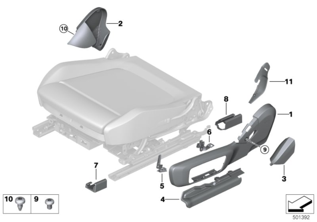 2020 BMW 840i  COVER CAP, SEAT RAIL FRONT L Diagram for 52107492747