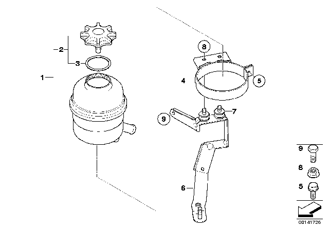 2009 BMW M5 Power Steering Reservoir Diagram for 32412228855