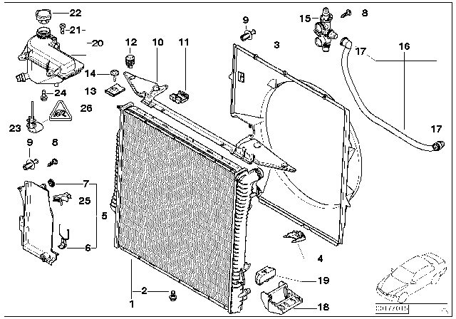 2001 BMW X5  Coolant Expansion Tank Diagram for 17107514964