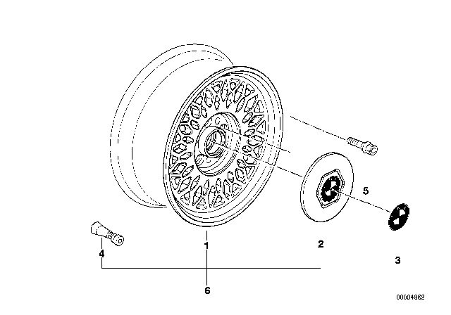 1995 BMW 525i Light Alloy Rim Diagram for 36111182129