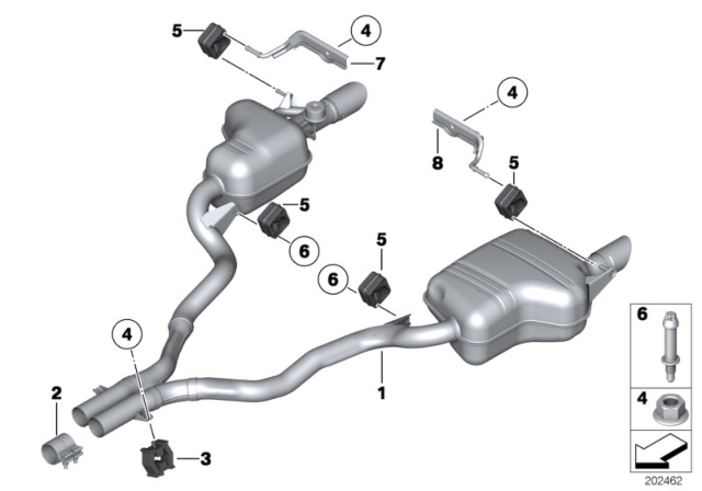 2009 BMW Z4  Exhaust System Center And Rear Muffler Diagram for 18307647050