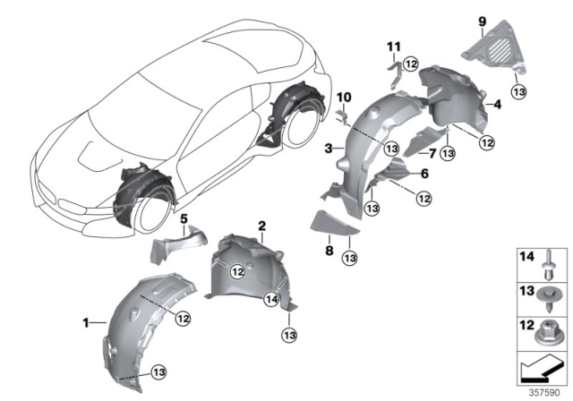 2015 BMW i8  Aero Cover, Rear Left Diagram for 51487328615