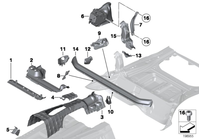 2014 BMW X1  Bracket For Accelerator Pedal Module Diagram for 41127157725