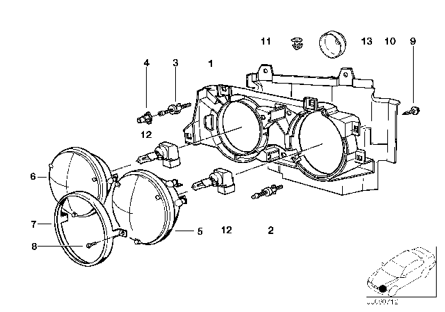 1991 BMW M5 Glass Holding Frame Diagram for 63121378340