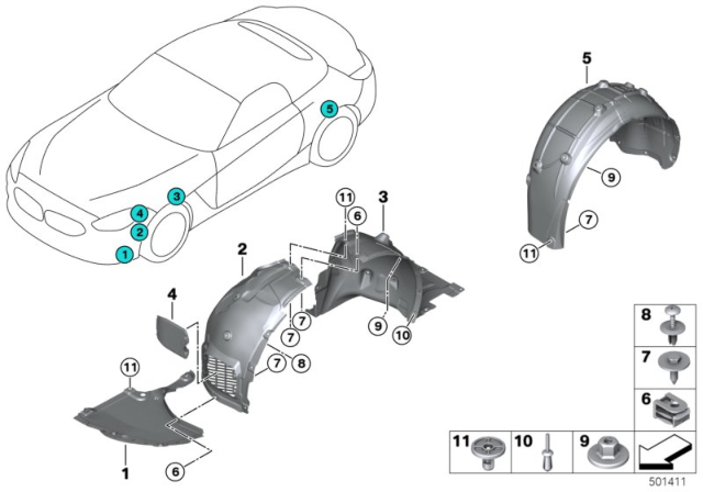 2020 BMW Z4  COVER, WHEELHOUSING, REAR, F Diagram for 51717441901