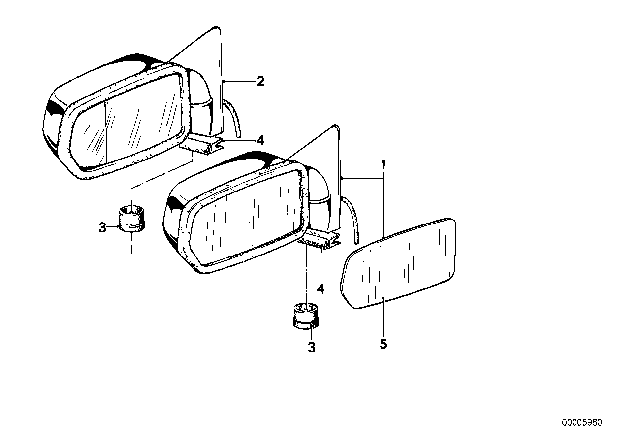 1987 BMW 635CSi  Electric.Exterior Heatable Mirror Left Diagram for 51161925713