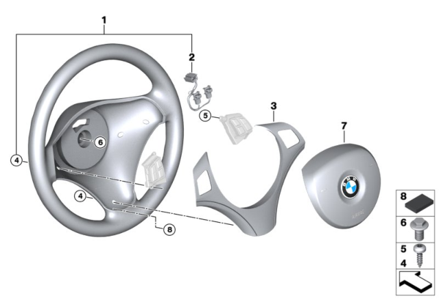 2006 BMW 325xi  Cover, Multi-Funct.Steering Wheel Black Diagram for 32306767211