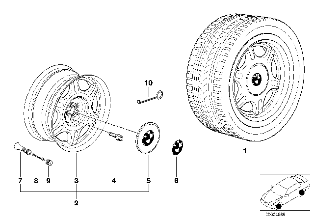 1991 BMW 735i  Light Alloy Rim Diagram for 36111181480