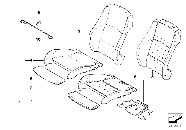 2008 BMW 328i Thigh Support Upholstery Diagram for 52107140451
