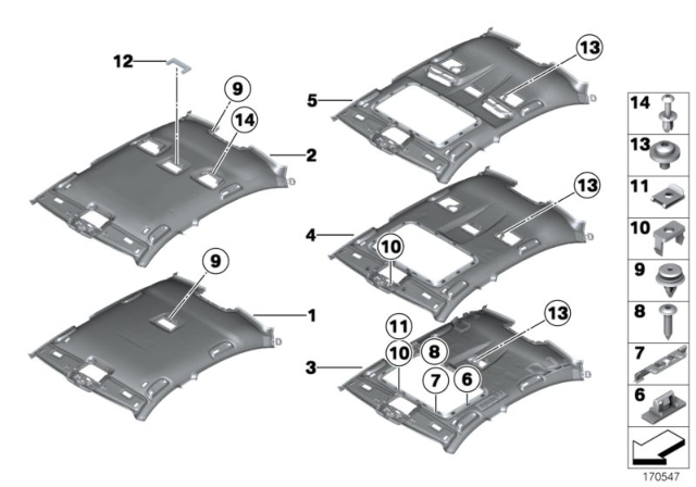 2012 BMW Alpina B7L  MOLDED HEADLINING, SLIDING LI Diagram for 51447903798