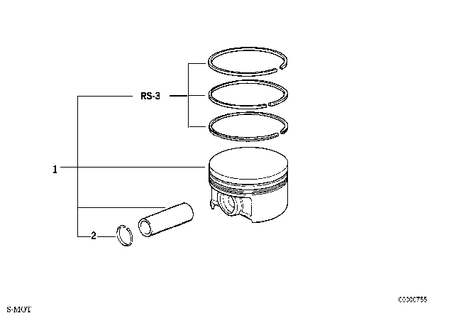 1995 BMW M3  Standard Bore Piston Ring Set Diagram for 11251403809