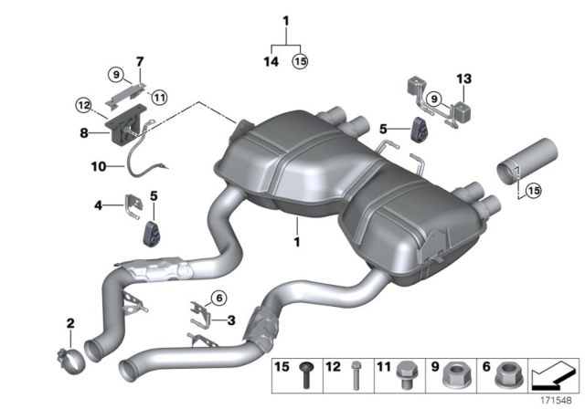 2008 BMW M3  Rear Muffler Diagram for 18107840790