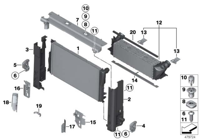 2015 BMW 528i xDrive Charge-Air Cooler Diagram for 17117618768