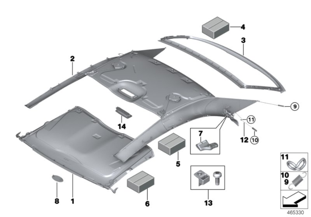2014 BMW 428i  Fastening Kit For Headlining Diagram for 54377175574