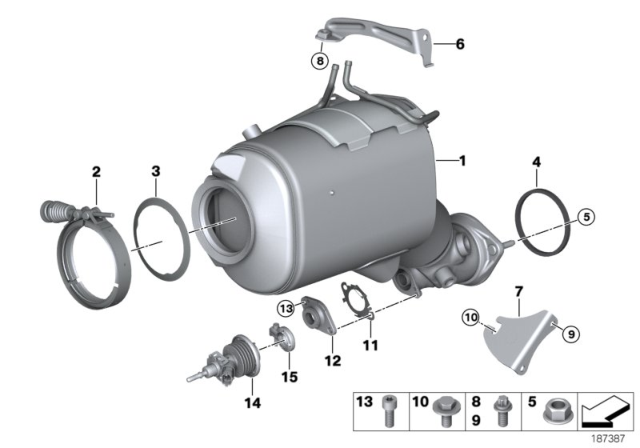 2009 BMW 335d  Holder Catalytic Converter Near Engine Diagram for 18207795983