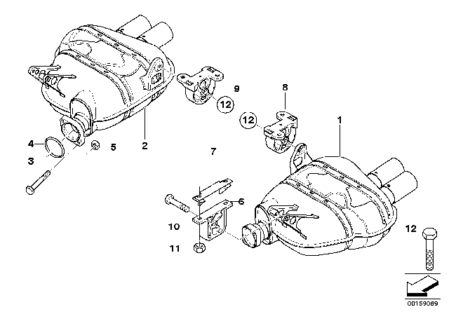 2006 BMW Z4 M  Rear Muffler Left Diagram for 18107836635