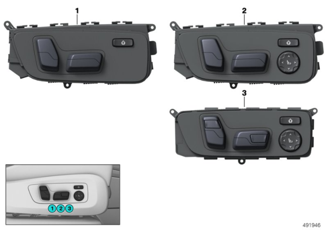 2020 BMW X6  SEAT ADJUSTMENT SWITCH, RIGH Diagram for 61316801484
