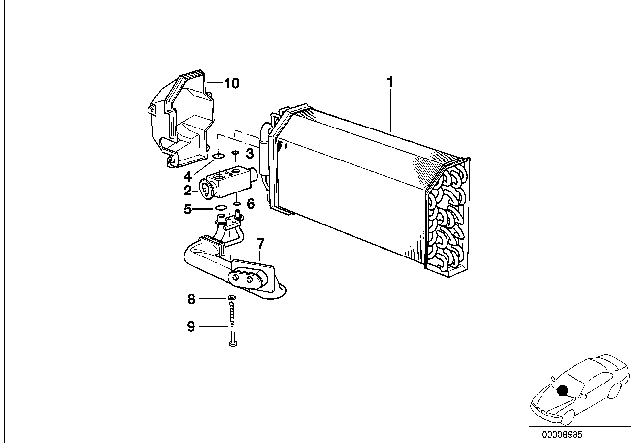 1998 BMW 540i  Automatic Air Conditioning Evaporator Diagram for 64118363782