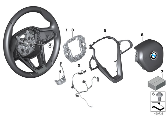 2018 BMW 750i xDrive  Sports Steering Wheel Leather Diagram for 32306871724