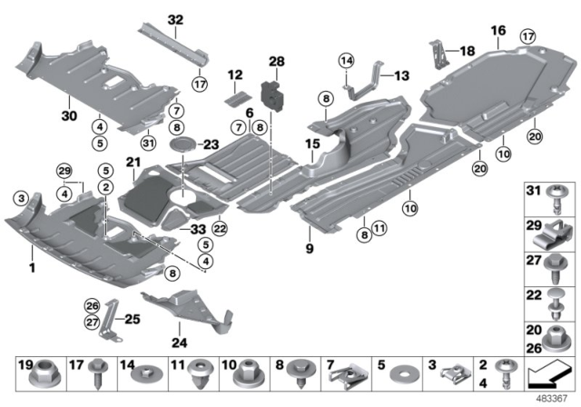 2010 BMW X5  Left Engine Compartm.Protection Bracket Diagram for 51747162627