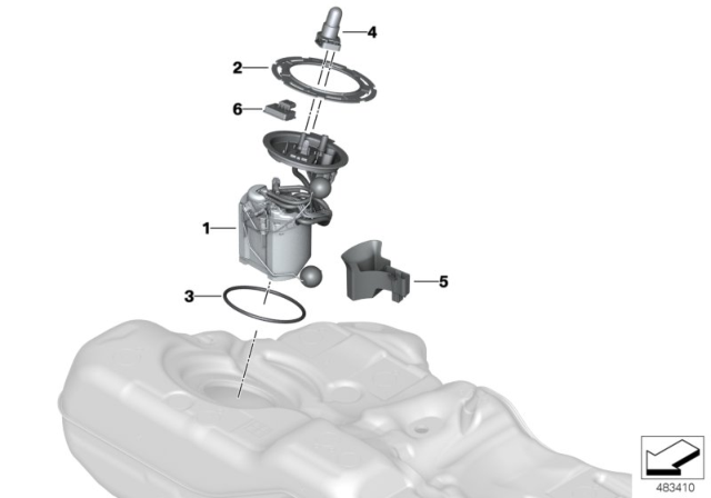 2020 BMW X3  Fuel Tank Pump Supply Sender Module Assembly Diagram for 16117214881