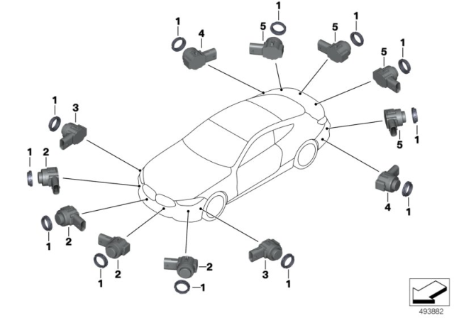2020 BMW 840i Gran Coupe  ULTRASONIC SENSOR, DONINGTON Diagram for 66209472234