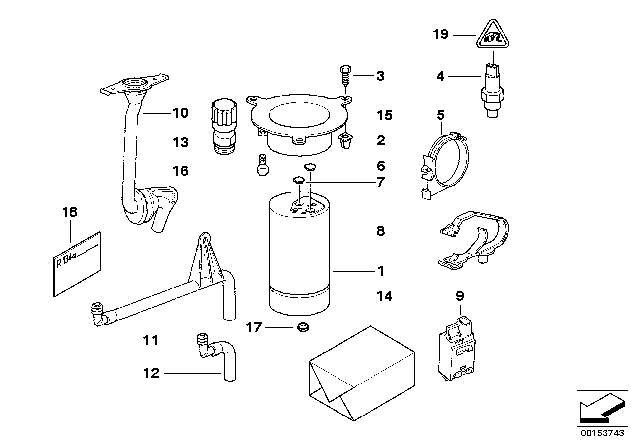 1996 BMW 740iL  Dryer-Evaporator Pressure Hose Assy Diagram for 64538372987