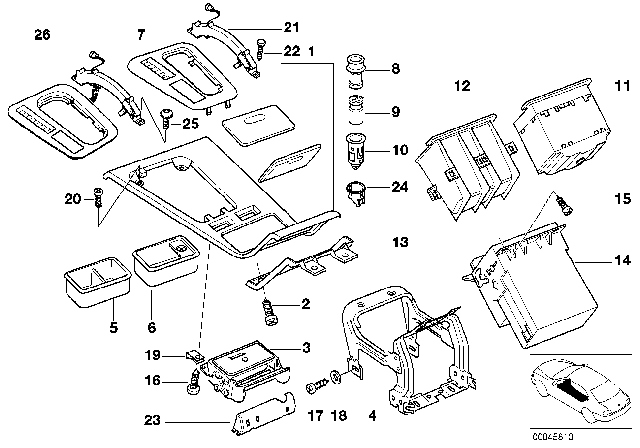 1996 BMW 750iL  Base Of Centre Console Diagram for 51168238033