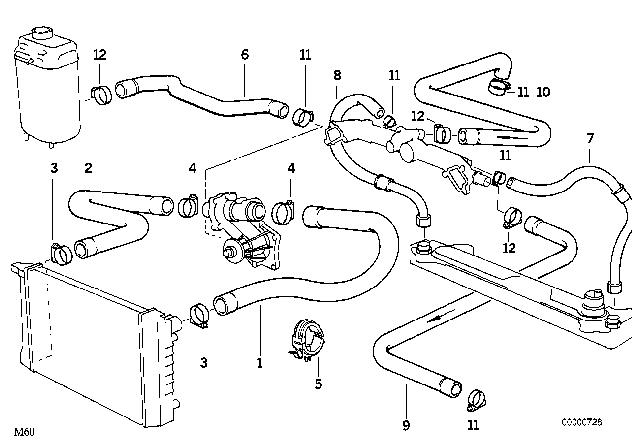 1995 BMW 840Ci  Lower Hose Diagram for 11531741403