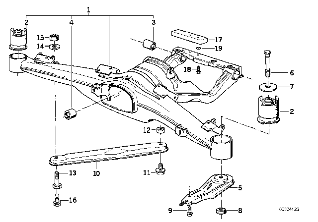 1990 BMW 735iL  Rubber Mounting Diagram for 33171131903