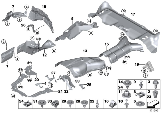 2010 BMW X6  Heat Insulator Rear Silencer Diagram for 51487180631