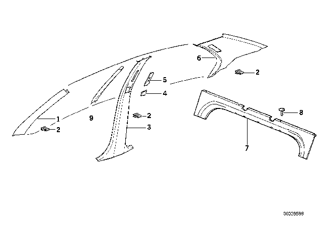 1995 BMW 318is Trim Panel Column, Rear Right Diagram for 51431977764
