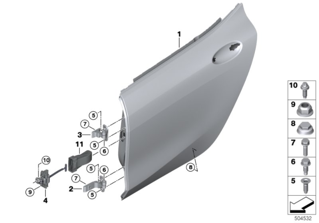 2020 BMW 840i Gran Coupe  DOOR REAR LEFT Diagram for 41007455085