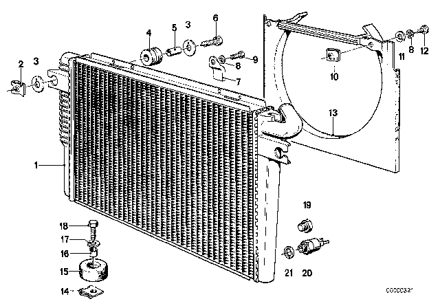 1979 BMW 733i  Fan Shroud Diagram for 17111177833