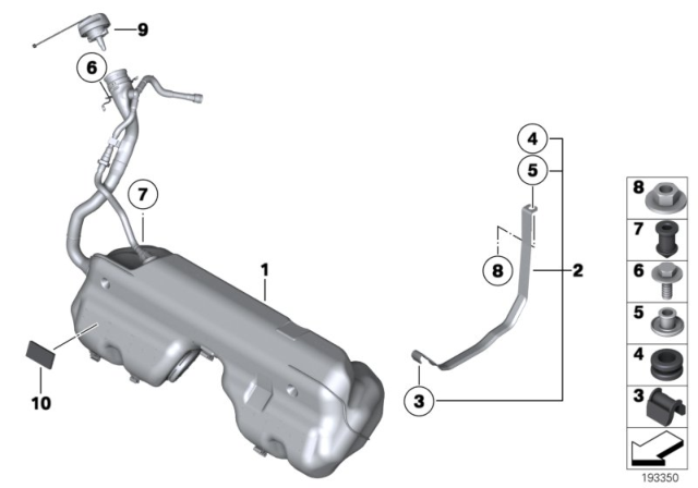 2014 BMW Z4  Plastic Fuel Tank With Left Sensor Diagram for 16117210637