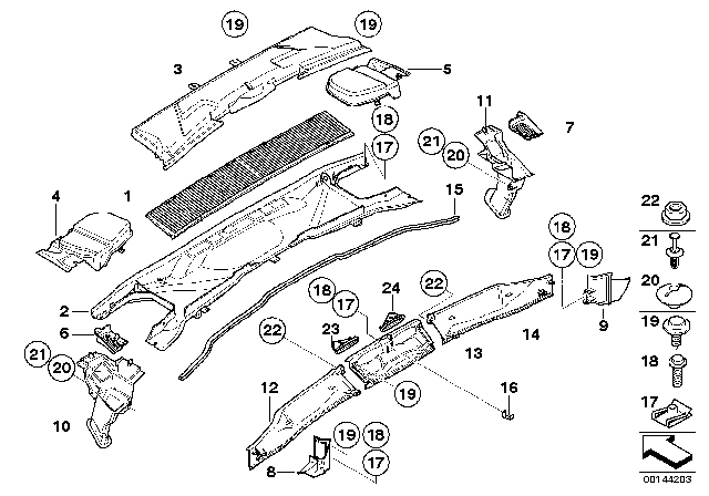 2007 BMW 328i  Covering Right Diagram for 64316925018