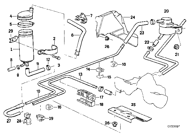 1995 BMW 850Ci  Fuel Hose Diagram for 13311272750