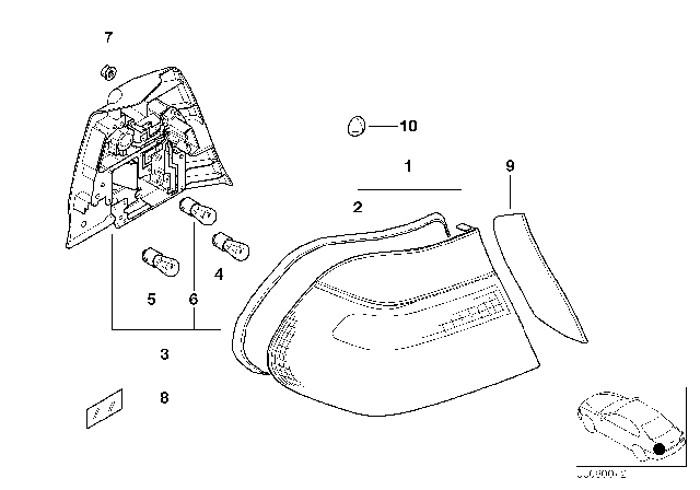 2001 BMW 330Ci  Bulb Holder, Left Diagram for 63217165973