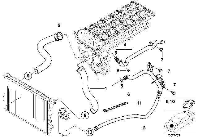 1997 BMW Z3  Water Hose Diagram for 11531716642
