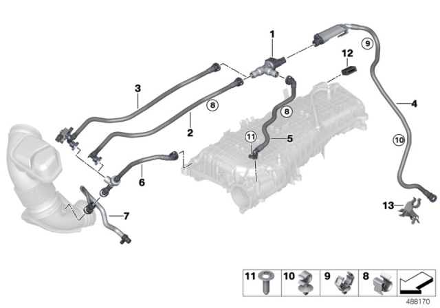 2016 BMW 340i xDrive  TUBING SUPPORT Diagram for 13908655622