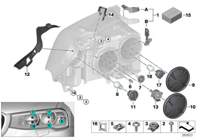 2015 BMW X3  Repair Kit, Left Headlight Diagram for 63117401167